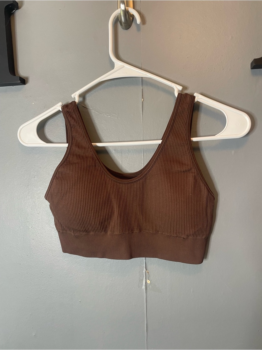 Aerie Ribbed Seamless Scoop Neck Bralette in Brown size medium